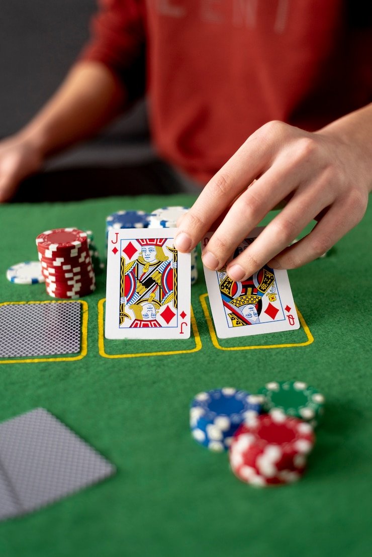 Antarmuka pemain di meja blackjack scriptblox dengan opsi hit dan stand